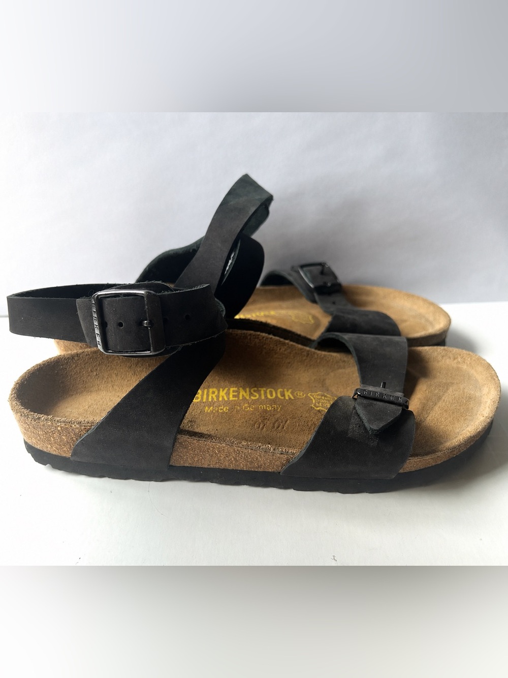 Birkenstock Isis Daloa Black Nubuck Leather Ankle Wrap Buckle Sandals - 36 / 6